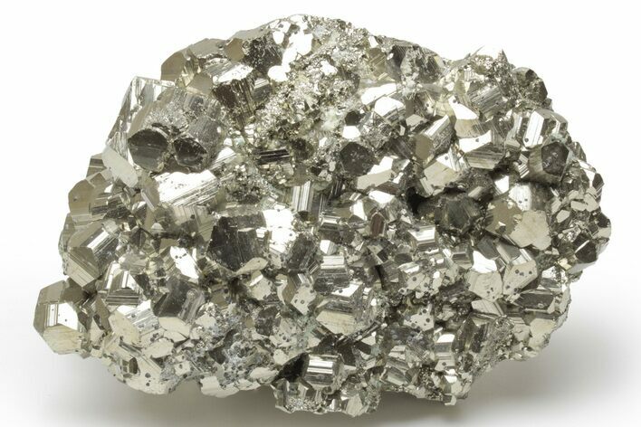 Striated, Pyritohedral Pyrite Crystal Cluster - Peru #218515